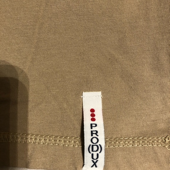 Incredible Produx Designer's Top beige crew neck long sleeves light sand patches - Picture 5 of 7